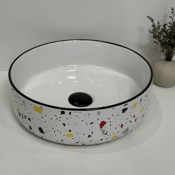Modern Round Marble Design Commercial Ceramic Wash Basin  Made in China for Hotels and Washrooms Ceramic Basin Bath Sink