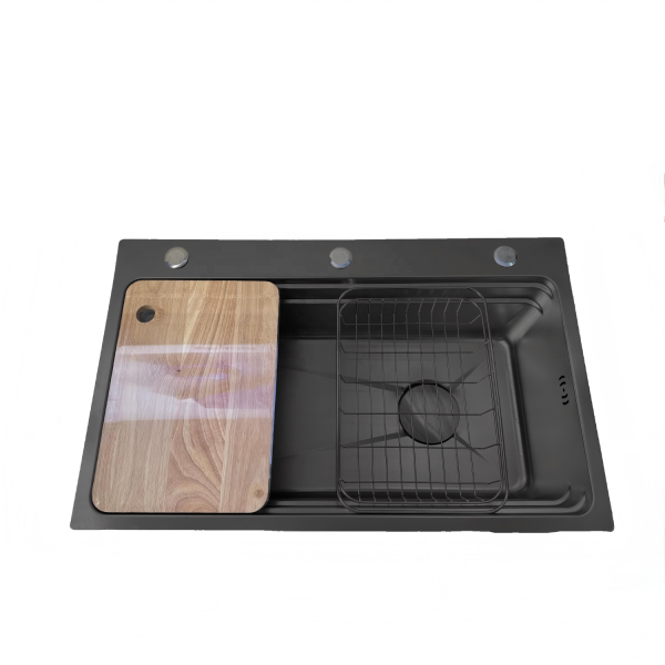 Modern Single Bowl Kitchen Sink Rectangular 201 304 Stainless Steel Antibacterial 4mm Nano Coating Home Dishwasher Compatible