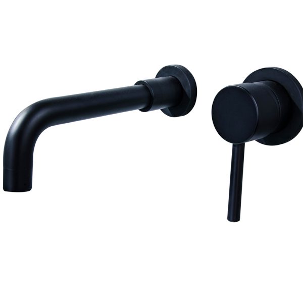 Modern Single-Handle Solid Brass Basin Faucet Matt Black Wall-Mounted Taps Direct Factory Sale with Ceramic Valve Core