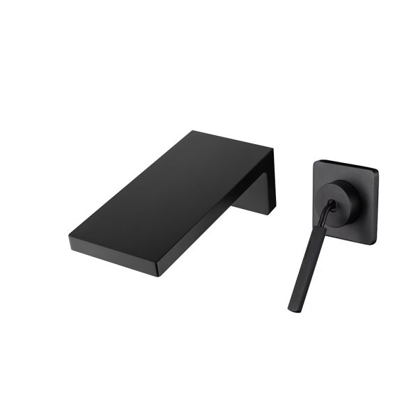 Modern Single-Handle Wall Mounted Brass Basin Faucet Matt Black Finish Wholesale for Bathroom Faucet Taps