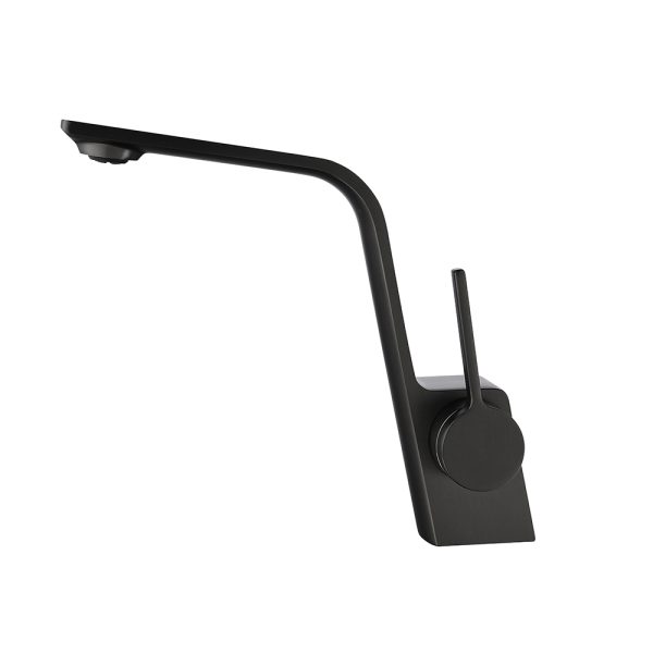 Modern Single-Hole Basin Mixer Tap for Bathroom Deck Mounted Black Finish Brass Washroom Tap Hot & Cold Water Tap