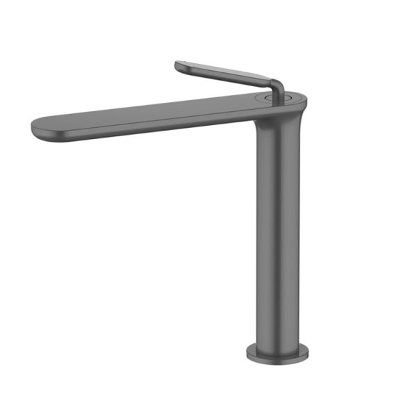 Modern Single-Hole Deck-Mounted Basin Mixer Faucet Unique Gun Metal Finished Brass Bathroom Taps Hot Cold Water Sink Wash Taps