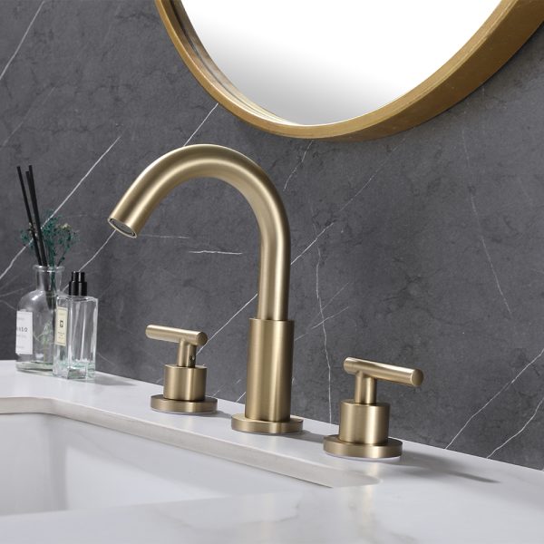 PVD Brushed Gold Wall Mounted Basin Mixer Faucet Single Handle Water Tap Brass Bathroom Basin Faucet