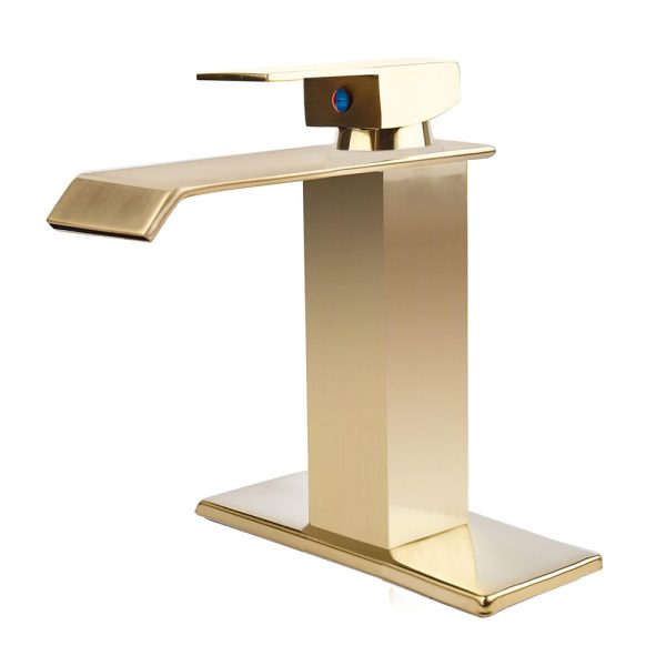 Modern Style Single Handle Basin Mixer Luxury Thermostatic Faucets Brushed Gold Deck Mounted Basin Faucet
