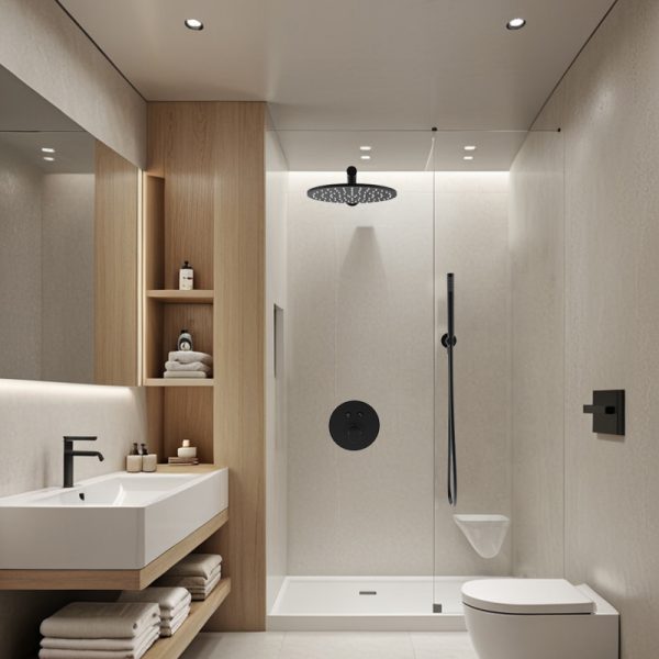 Modern Wall Mounted Rain Shower Faucet Set Concealed Brass Shower Head System Ceramic Valve Wholesale for Hotels