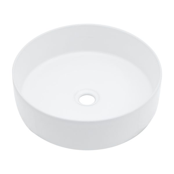 Modern White Ceramic Bathroom Sink Hand Wash Basin Round Vessel Hotel Porcelain Countertop Art Basin