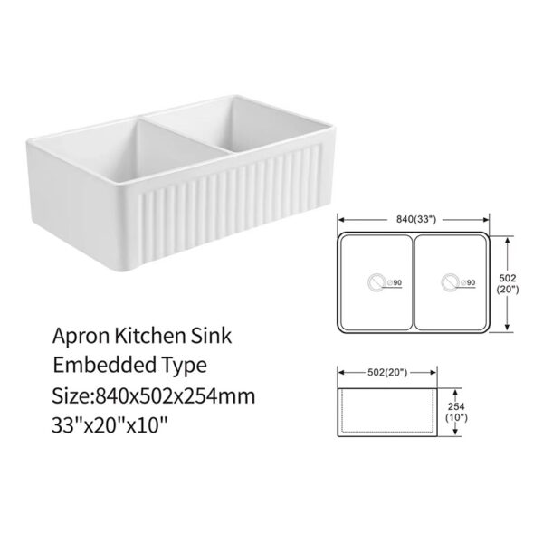 Wholesale Good Quality Kitchen Sink White Porcelain Apron Front Single Bowl Handmade Farmhouse Kitchen Sink – Bild 17