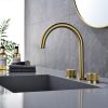 Modern Widespread Basin Mixer Faucet Brass Ceramic