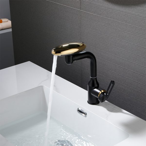 Bathroom Basin Faucet Single Handle Deck Mounted  Brass Basin Mixer Faucet 4 Way Vanity Faucet