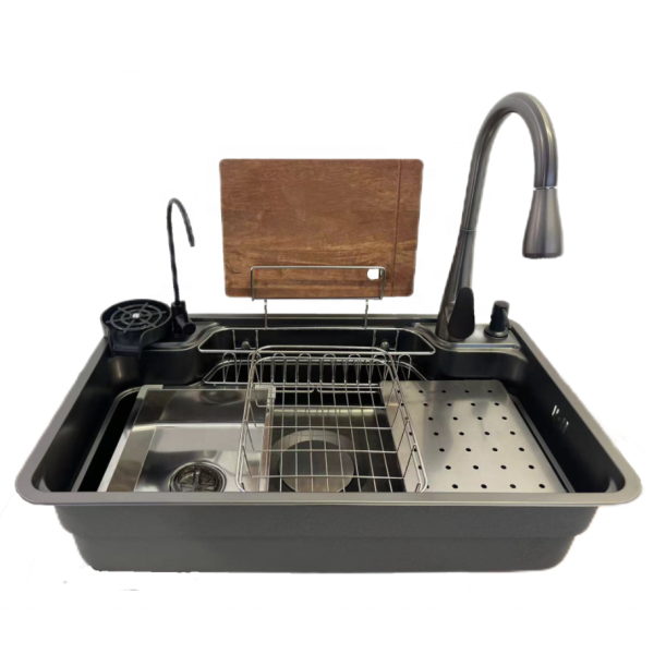 Multifunctional Single Bowl Kitchen Sink with Drainer Fashionable Accessories for Japanese and Korean Market