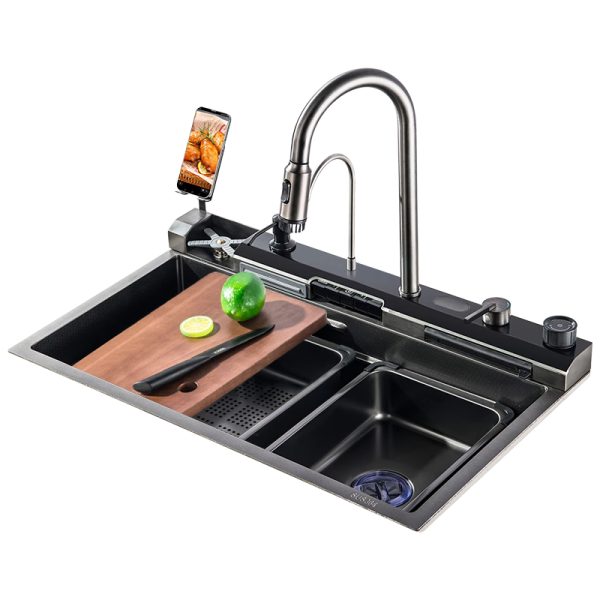 Multifunctional Stainless Steel Topmount Kitchen Sink with Easy Installation Square Prep Bowl Three Holes Single Bowl Style
