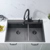 Nano Black Deep Stainless Steel Topmount Double