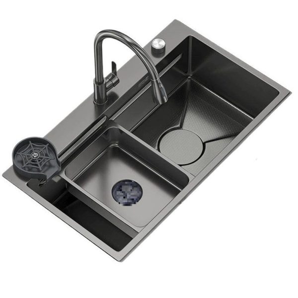 Nano Honeycomb Embossed SUS 304 Stainless Steel Large Single Sink with Cup Washer