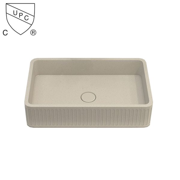 Modern Handmade Bathroom Concrete Basin Hotel Wholesale Rectangular Stripe Concrete Grey Basin