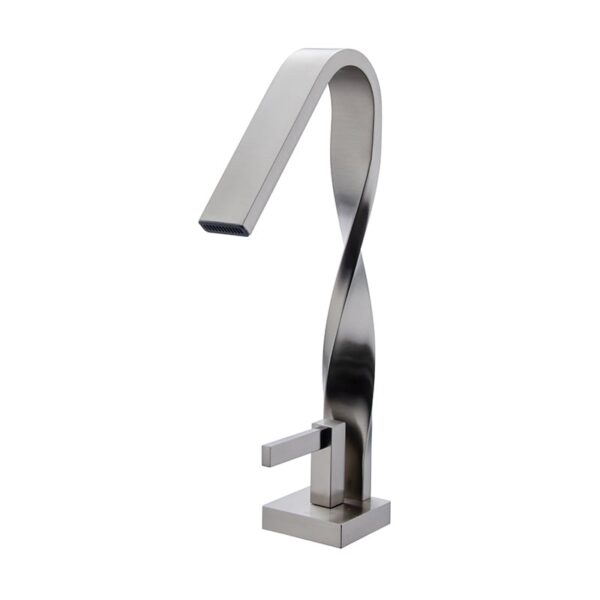 New Design Luxury Brushed Nickel Brass Bathroom Distorted Waterfall Basin Faucet 1