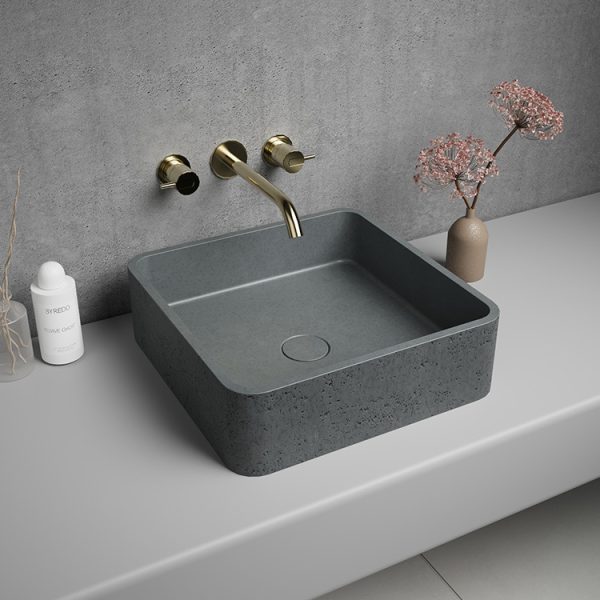New Design Modern Handmade Counter Top Sink Cement Washbasin Square Bathroom Art Basin