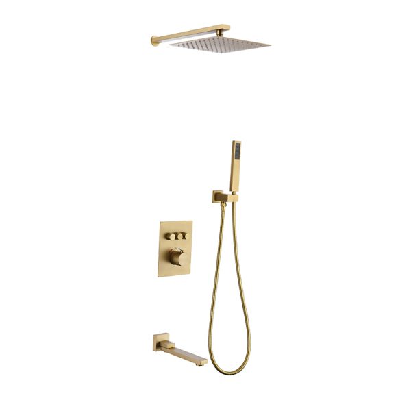 New Design Wall-Mounted Brass Hand Shower System 3 Functions Including Grey Bath Faucet Single-Handle Concealed Bathroom Rain