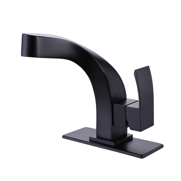 New Designer Matte Black Bathroom Brass Modern Sink Faucet Waterfall Basin Bathroom Faucet 6 1