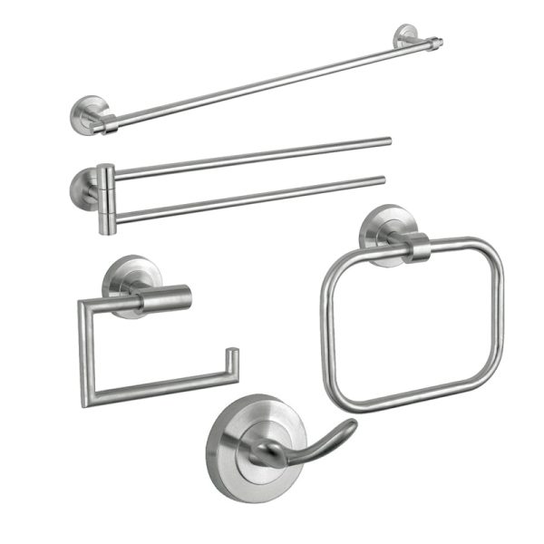 New Hotel & Home Design Stainless Steel 304 Toilet Bathroom Accessories Shower Toilet Paper Holder Towel Rack  6 Pieces Set
