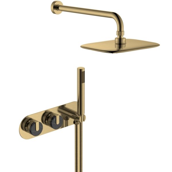 New Marble Handle Shower Set in Wall Bathroom Shower Mixer Wall hang Gold Shower Panel