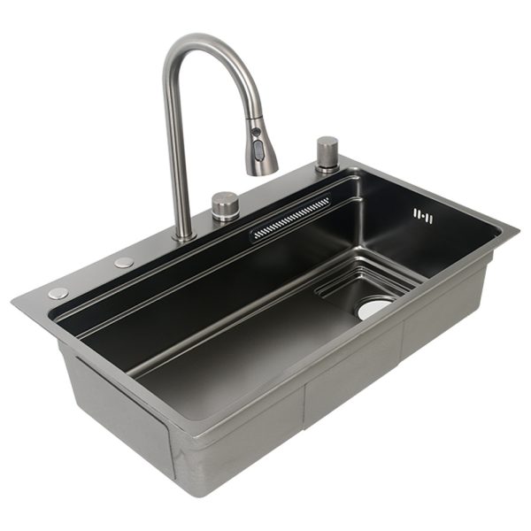 New Market Trend Single-Style Handmade Stainless Steel Kitchen Sink 750x460x220mm Above Counter Installation Wash Basin