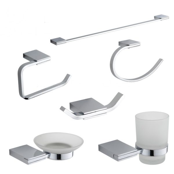 New Simple square Design Modern Zinc Alloy Chrome Bathroom Accessory Set