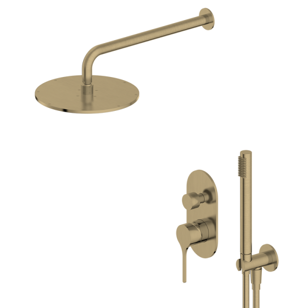 New Watermark Stainless Steel 304 PVD Brushed Gold 2 Ways Bathroom Rain Shower