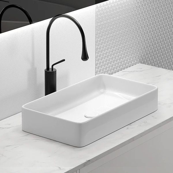 OEM CE CUPC  Hot Sale Sanitary Ware square Rectangle Lavabo Ceramic Hand Wash Basin Bathroom Vessel Sink Cement