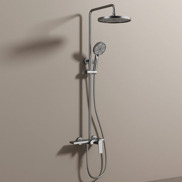 Polished Brass Thermostatic Mixer Faucet Chrome Rain Shower Set with Hot Cold Ceramic for Hotel Bathrooms