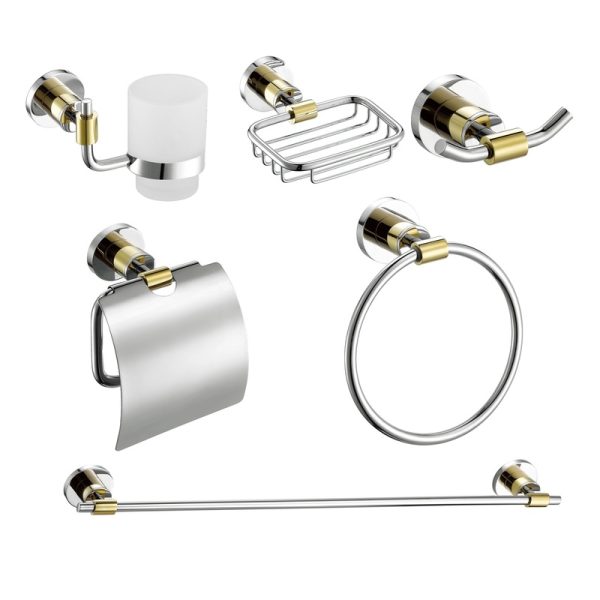 Polished +gold 304 Stainless Steel Bathroom Set Towel bar Shelf and Towel Rack