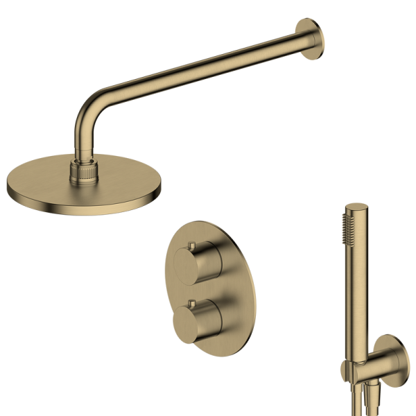 Popular Concealed Shower Set Brushed Ti Gold Bathroom Pipeless Top Shower Head