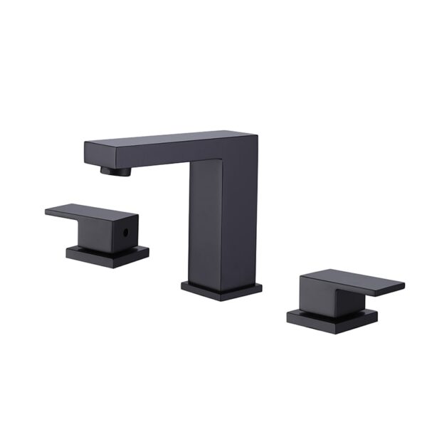 Project Hot Sale Matt Black Finish Deck Mounted 3 Hole 2 Handle 8 Widespread Brass Bathroom Faucet 1