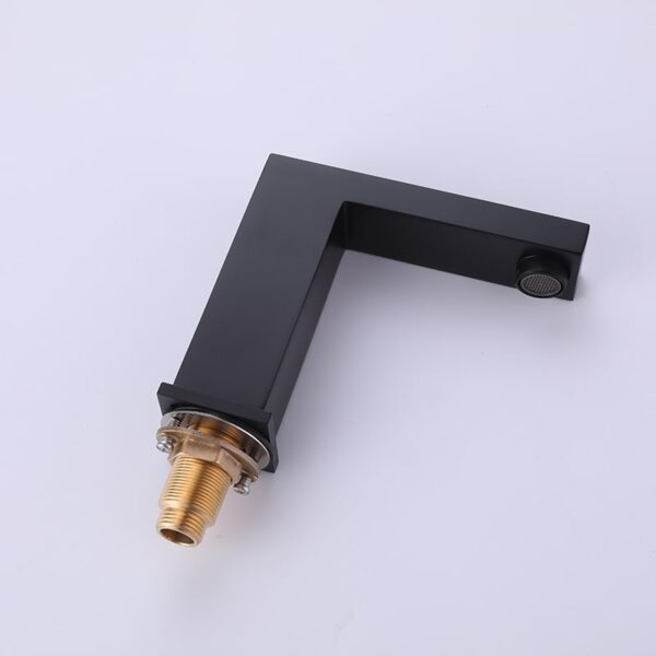 Project Hot Sale Matt Black Finish Deck Mounted 3 Hole 2 Handle 8'' Widespread Brass Bathroom Faucet - Image 3