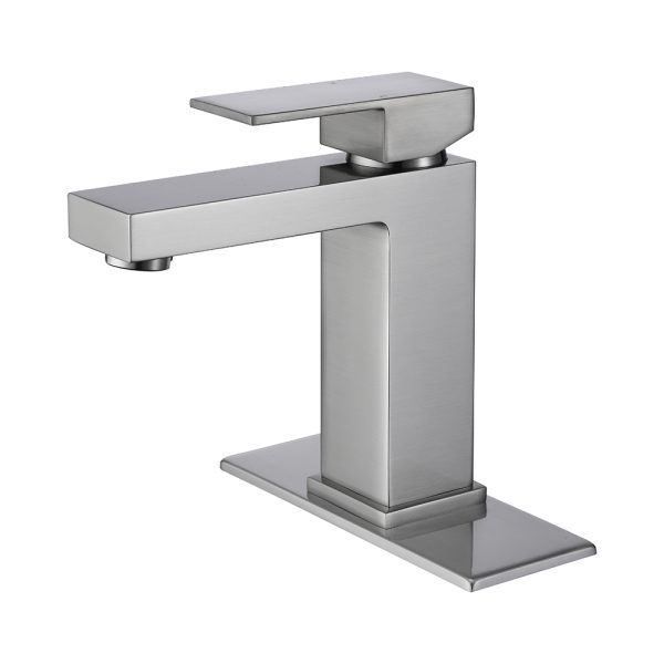 Project Hot Sale Single Hole Deck Mounted Tap Brushed Nickel Finish Single Handle Hot Cold Water Brass Hand Wash Basin Faucet