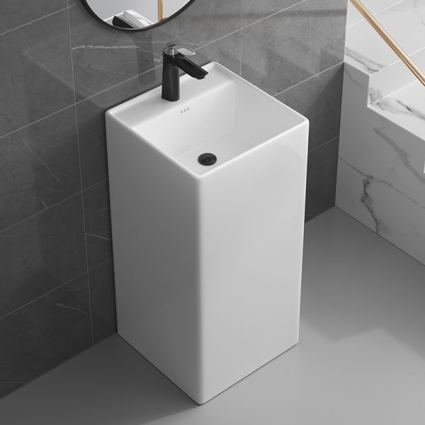 Bathroom Glossy  Floor Mounted Marble Hand Freestanding Wash Basin Bathroom Undermount Sink