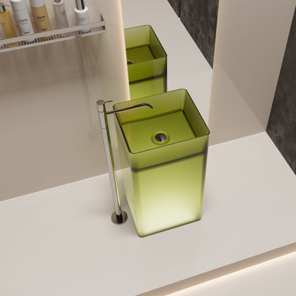Red Crystal Transparent Hand  Wash Basin Freestanding Easy to Install
