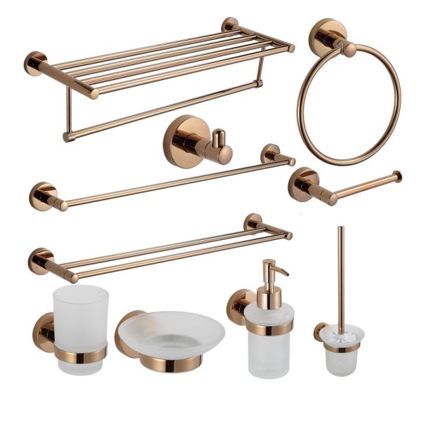 Rose Gold Complete Bath Hardware Bathroom Accessories Set for Hotel