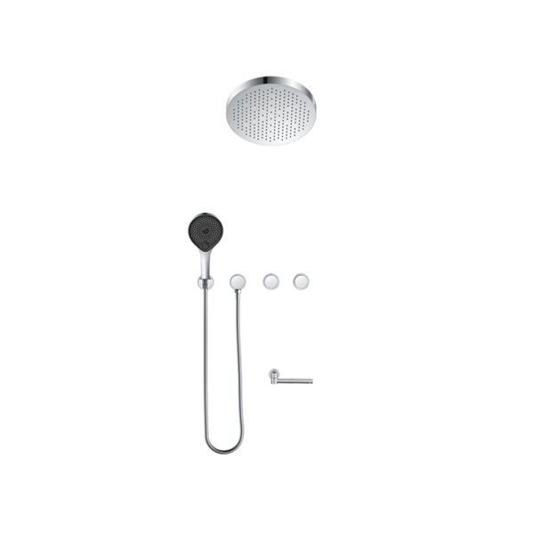 Round Brass Black Thermostatic Bathtub Shower Set Bathroom Stainless Steel Top Spray Concealed Shower Set