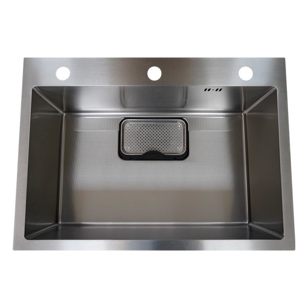 Rust-Resistant Stainless Steel Single Bowl Kitchen Sink with Drainboard Easy Clean Undermount Kitchen Sinks with One-Hole Design