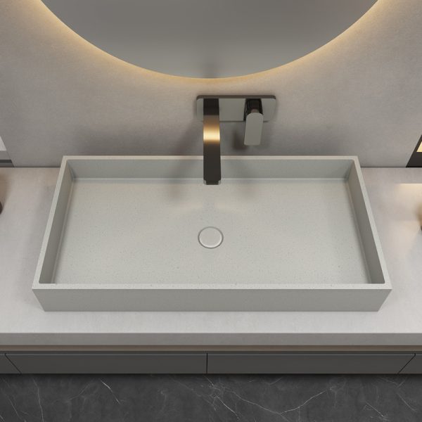 Wholesale Commerce Single Slot Gray Wash Basin Bathroom Concrete Sink Bathroom Countertop Wash Basin Rectangular