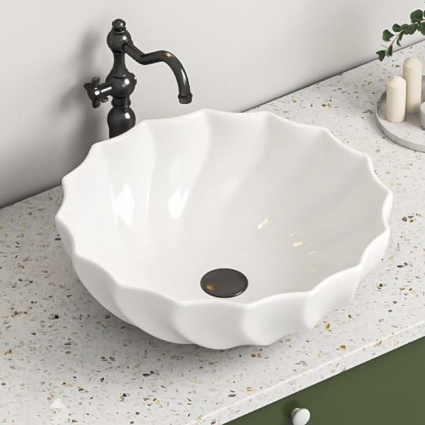Sanitary Ware Factory Direct Round Flower Shape Ceramic Sink Countertop Bathroom Hand Washart Art Basin
