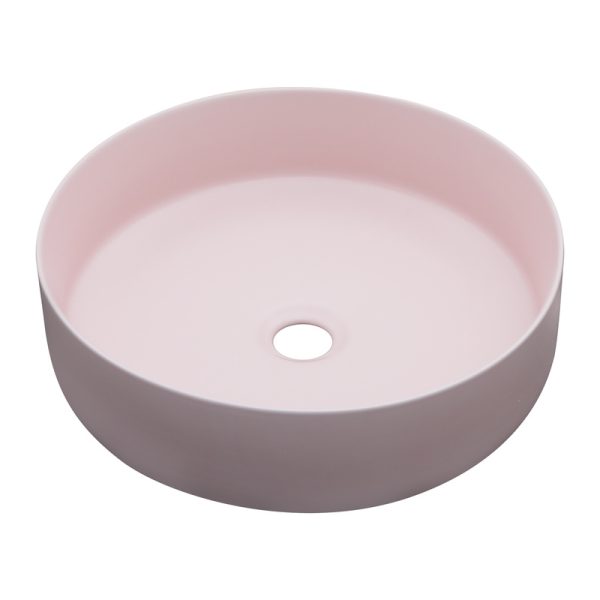 Round Shape Pink Countertop Handmade Wash Basin Vessel Bathroom Ceramic Table Top Art Sink Bowl
