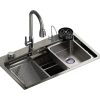 Single Bowl Handmade Digital Display Faucet Waterfall