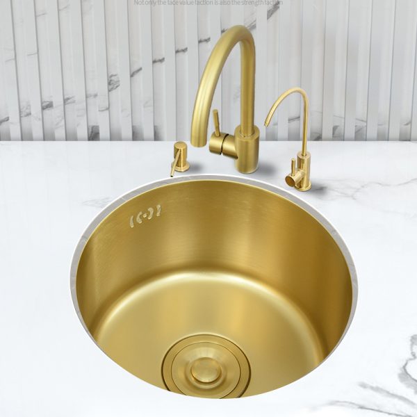 Single Bowl Kitchen Sink 420mm Diameter Round Stainless Steel 304 Material Without Faucet One-Hole Design