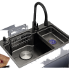 Single Bowl Kitchen Sink Black Stainless Steel