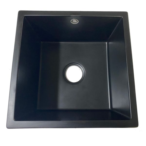 Single Bowl Quartz Kitchen and Bathroom Sink 450*450*230 with One-Hole for Small Spaces Faucet-Free