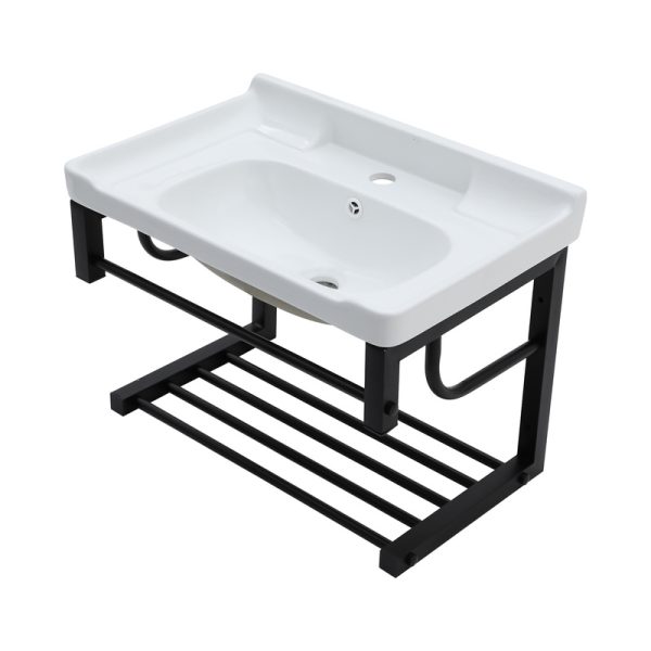 Single Faucet Hole Mount Bathroom Ceramic Wall Mounted with Bracket Wash Basin  with Overflow Hole