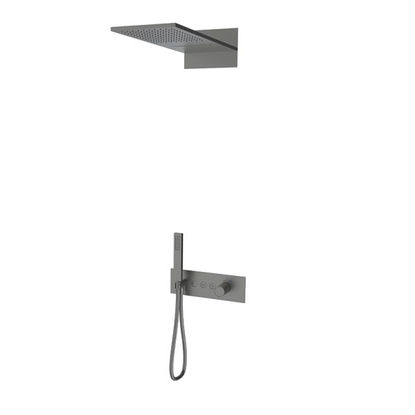 Single-Handle Concealed Wall-Mounted Rain Shower Faucet Set Bronze Finish with Soft Waterfall Spray and Ceramic Valve Core