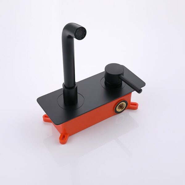 Single Handle Matt Black Elegant Bathroom Design Royal Long Spout Brass Wall Mount Faucets - Image 5