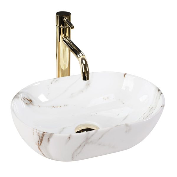 Small Ceramic Marble Pattern Basin Durable Quality Bathroom Washroom Washing Hand Sinks
